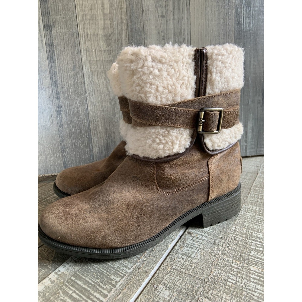 UGG Blayre III Chipmunk Waterproof Leather Fur Cuff Ankle Boots Size 7‎ Womens